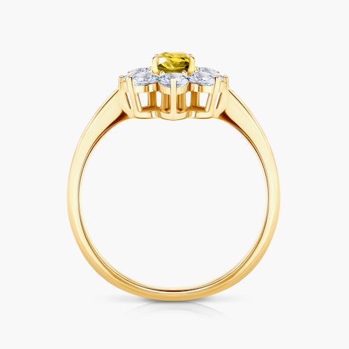 Pierścionek zaręczynowy SAVICKI: złoty, żółty szafir, białe szafiry